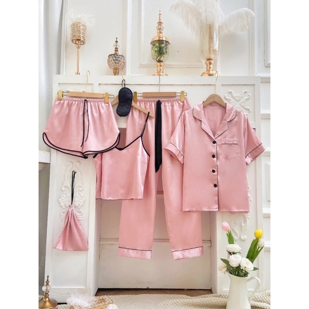 Manuela 6pcs Satin Pajama Set - Picture 1 of 6